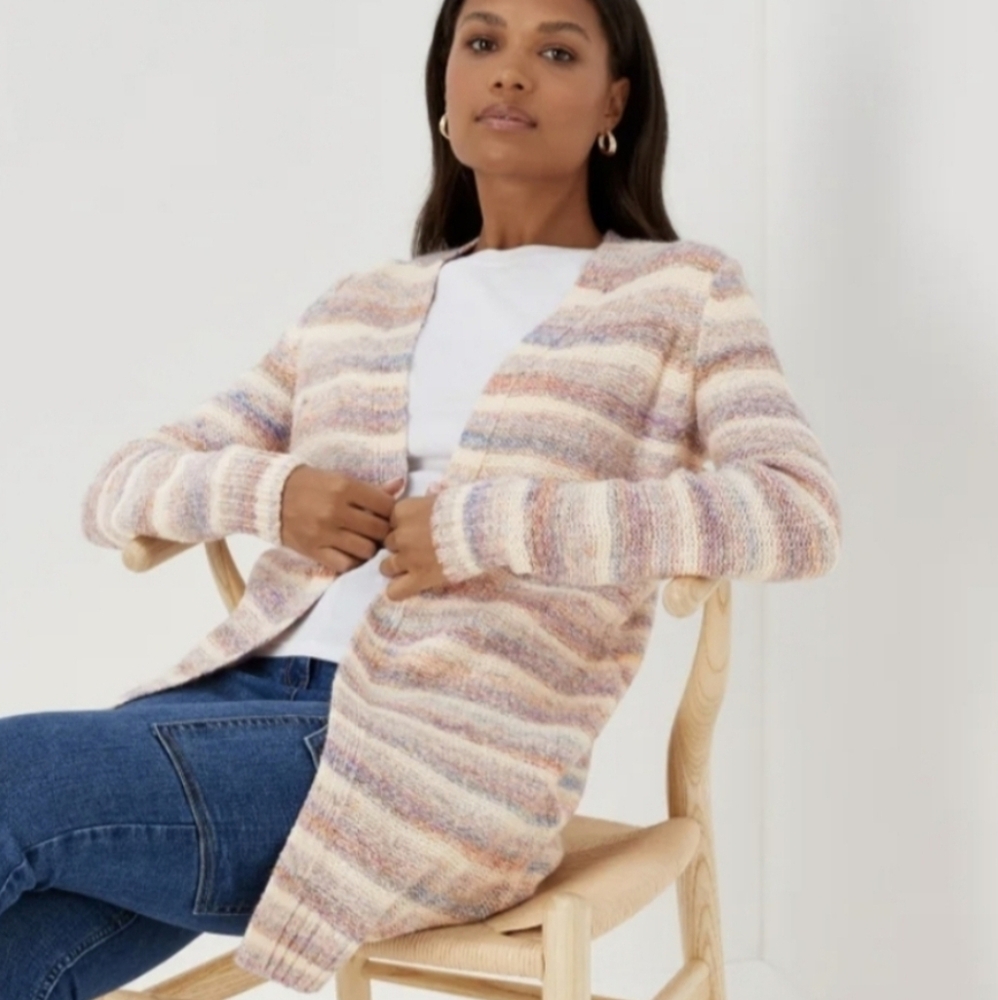 Papaya Open Front Long Cardigan, Large